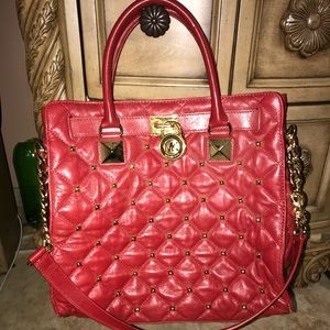 Authentic Michael Kors red quilted bag